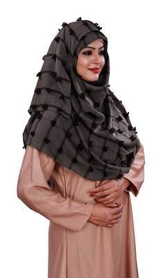  Pom Pom Viscose Cotton Arabian Scarf Hijab For Women 4