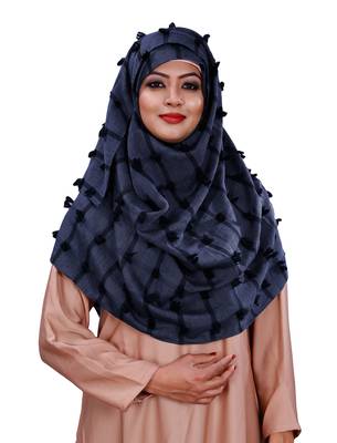 Pom Pom Viscose Cotton Arabian Scarf Hijab For Women 1