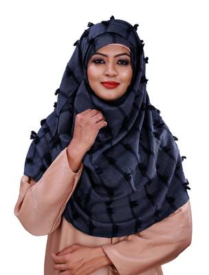 Pom Pom Viscose Cotton Arabian Scarf Hijab For Women 3