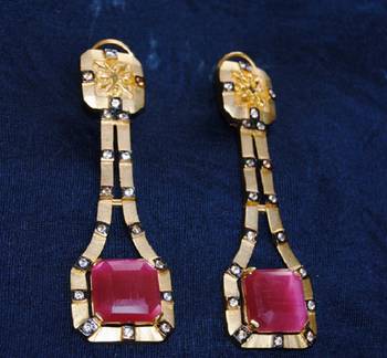 Pink Chalcedony Diamond Dangler Earrings 2