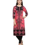 Peach Printed Crepe kurti