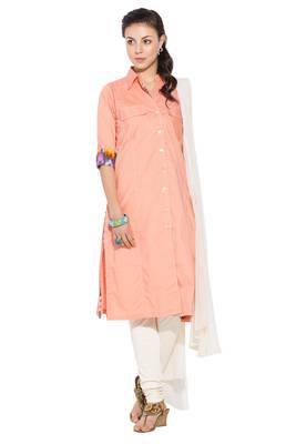 Peach Plain Cotton Salwar 1