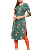 Green Printed Crepe Kurti