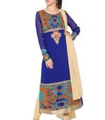 Blue Embroidered Georgette Salwar