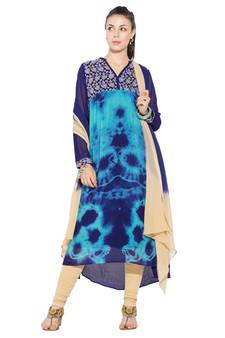 Blue Embroidered Georgette Salwar
