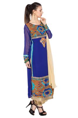 Blue Embroidered Georgette Salwar 3