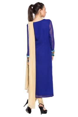 Blue Embroidered Georgette Salwar 4