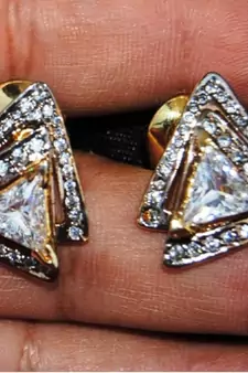 Layered Triangular Diamond Earrings