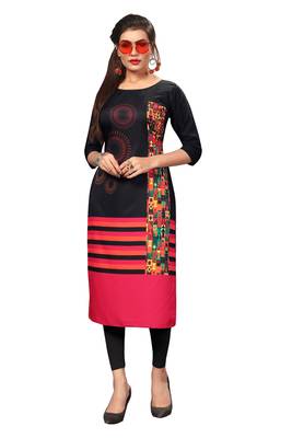 Black Printed Crepe Kurti 1