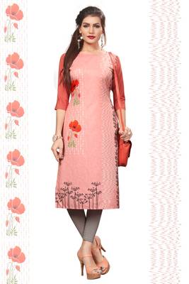Peach Printed Crepe Kurti 1
