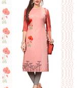 Peach Printed Crepe Kurti