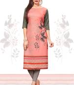 Peach Printed Crepe kurti