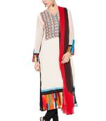 White Embroidered Georgette Salwar