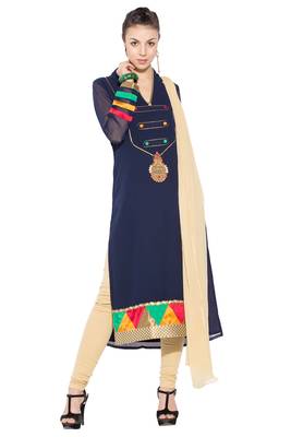 Blue Embroidered Georgette Salwar 1