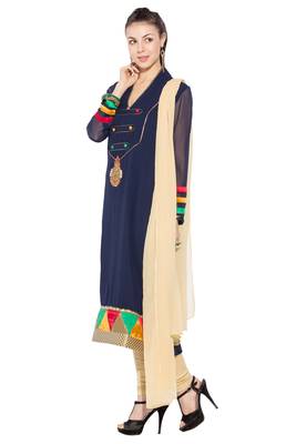 Blue Embroidered Georgette Salwar 2