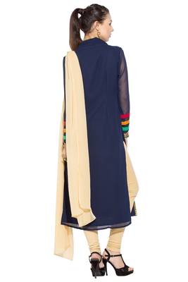 Blue Embroidered Georgette Salwar 4