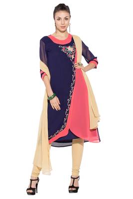Blue Embroidered Georgette Salwar 1