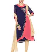 Blue Embroidered Georgette Salwar