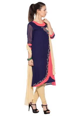 Blue Embroidered Georgette Salwar 3