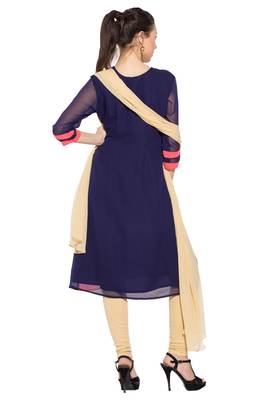 Blue Embroidered Georgette Salwar 4