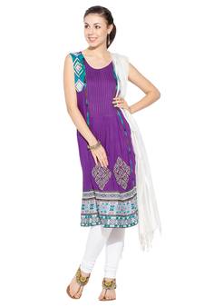 Purple Embroidered Cotton Salwar