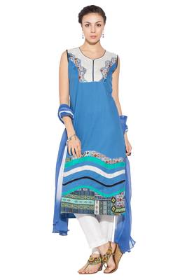 Blue Embroidered Cotton Salwar 1