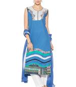 Blue Embroidered Cotton Salwar