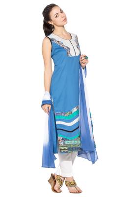 Blue Embroidered Cotton Salwar 3