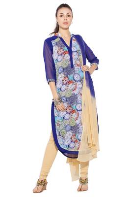 Blue Printed Georgette Salwar 1