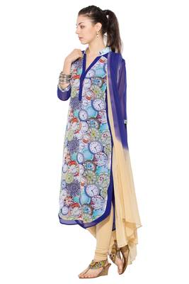 Blue Printed Georgette Salwar 2