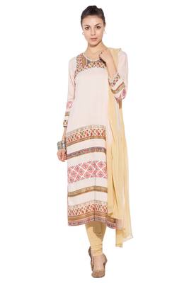 Beige Embroidered Cotton Salwar 1