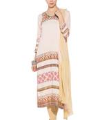 Beige Embroidered Cotton Salwar