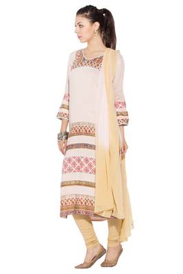 Beige Embroidered Cotton Salwar 2