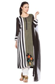 Grey Embroidered Cotton Salwar