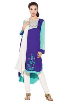 Purple Embroidered Cotton Salwar