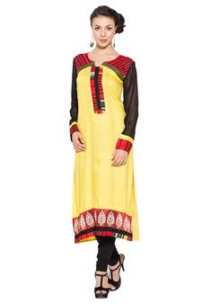 Yellow Embroidered Cotton Salwar