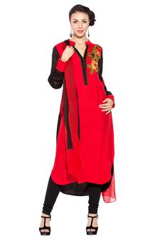 Red Embroidered Cotton Salwar