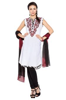 White Embroidered Cotton Salwar