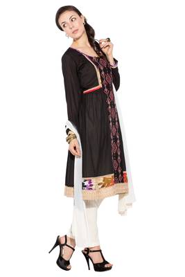 Black Embroidered Cotton Salwar 3