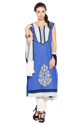 Blue Embroidered Cotton Salwar 1