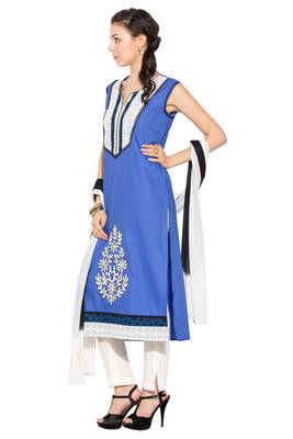 Blue Embroidered Cotton Salwar 2