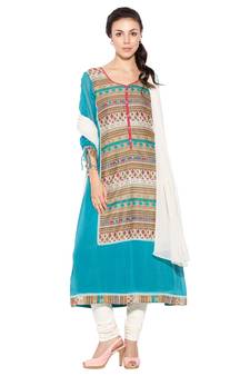 Blue Printed Georgette Salwar