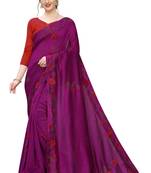 Wine Embroidered Art Silk Saree With Blouse