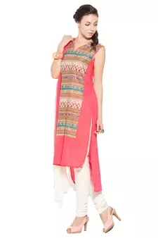 Peach Printed Cotton Salwar