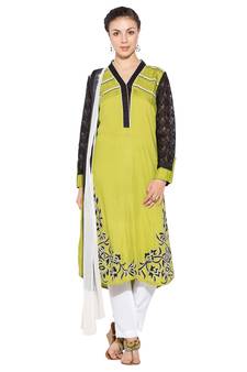 Green Embroidered Georgette Salwar