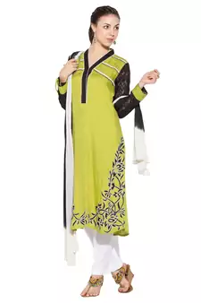 Green Embroidered Georgette Salwar