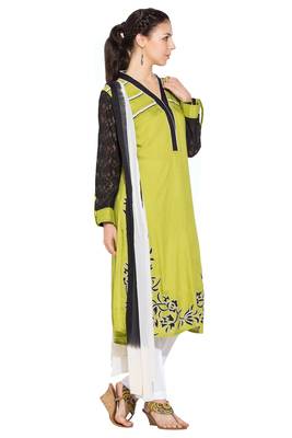 Green Embroidered Georgette Salwar 3