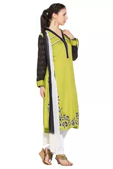 Green Embroidered Georgette Salwar