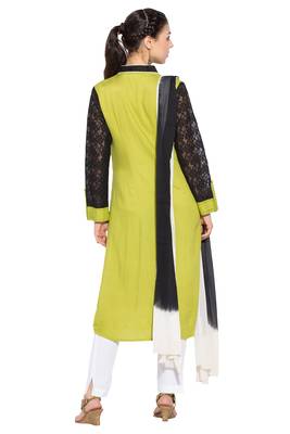 Green Embroidered Georgette Salwar 4