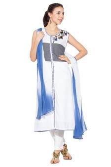White Embroidered Cotton Salwar